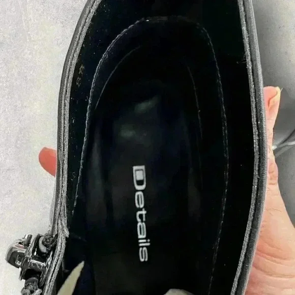 Details high heel booties black leather women's size 8B - Picture 8 of 11